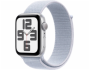 Apple Watch SE GPS, 44mm stříbrné hliníkové pouzdro s modrým sportovním páskem