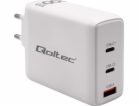Qoltec 100W síťová nabíječka GaN | 5-20V | 1,5-3A | 2xUSB...