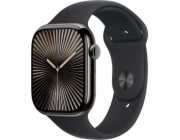 Apple Watch Series 10 GPS + Cellular, 46mm břidlicové titanové pouzdro s černým sportovním páskem – velikost S/M
