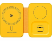 WEKOME Bezdrátová nabíječka 3 v 1 s MagSafe pro iPhone, Apple Watch a AirPods + Mirror (žlutá)