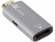 Lanberg Stříbrný adaptér HDMI(M)-Displayport(F)4K