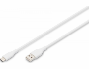 Digitus Silikonový napájecí kabel USB-A - USB-C, USB 2.0 60W, 1m bílý