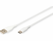 Digitus Silikonový napájecí kabel USB-A – USB-C, USB 2.0 60W, 0,5m bílý