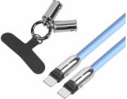 TB 2v1 USB C kabel Lanyard 1m modrý