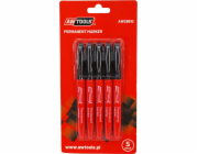 AWTools PERMANENTNÍ ZNAČKY TENKÉ ČERNÉ 5ks. AW29610