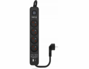 Napájecí lišta KERG s jističem - 4 zásuvky USBC+USBA 16A 1,5 m černá