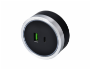 Zásuvkový modul Viking A60SB, stříbrno-černá/výstupy - 1xUSB-A, 1xUSB-C/výkon až 2500W/230V,16A,50Hz