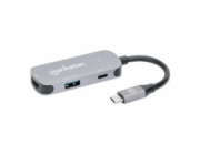 MANHATTAN Dokovací stanice USB-C 3v1, 1xHDMI, 1xUSB-C, 1xUSB, šedá