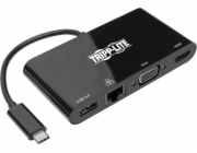 Eaton Víceportový adaptér USB-C 4K, HDMI, VGA, USB-A, GbE, HDCP, U444-06N-HV4GUB, černý