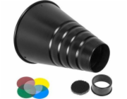 Studiová lampa GlareOne GlareOne snoot voštinový reflektor + 4 filtry