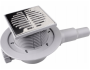 Sifon McAlpine Podlahová vpusť s ventilem; nerezová mřížka 115x115mm; horizontální odklon 40/50mm