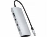 Satechi USB HUB adaptér Satechi USB-C Multiport 8K USB-C / USB-C, HDMI, 3xUSB-A 3.2 Gen 2 10Gbps, USB-A 3.2 Gen 1 5Gbps, SD/TF stříbrná