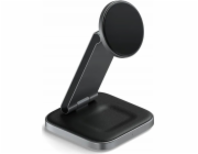 Nabíječka Satechi Skládací nabíjecí stojan Satechi 2 v 1 Bezdrátová nabíječka Qi2 pro dvě zařízení Vesmírně šedá