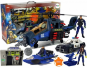 Lean Sport Police Set Helicopter Car Police Boat Sound Weapon