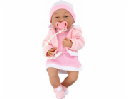LeanToys Baby Doll s dudlíkem Šaty Čepice Růžová přikrývka Příslušenství 35 cm