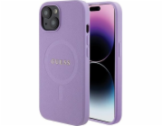 Guess Guess GUHMP15SPSAHMCU iPhone 15 6.1 fialový/fialový pevný obal Saffiano MagSafe