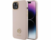 Guess Guess GUHCP15SM4DGPP iPhone 15 6.1 světle růžový/růžový pevný obal silikonové Logo Strass 4G