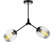 Mdeco závěsné svítidlo Modernistická stropní LAMPA ELM1962/2 BLACK-TR MDECO sklo FIXTURE nastavitelná chemie černá transparentní