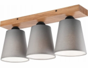 Stropní svítidlo Lamkur Lamkur Lula 47652 stropní svítidlo boho dřevěná látková stínidla 3x60W E27 šedá/dřevo