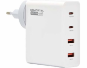 Nabíječka Vega 130W GaN BÍLÁ SÍŤOVÁ NABÍJEČKA SOMOSTEL POWER DELIVERY Q24 2XPD + 2XUSB>