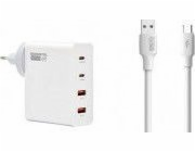 Nabíječka Vega SÍŤOVÁ NABÍJEČKA 130W GaN WHITE SOMOSTEL POWER DELIVERY Q24 2XPD + 2XUSB + USB TYP-C KABEL 6A 120W SOMOSTEL BÍLÁ RYCHLONABÍJEČKA QC 3.0 1M POWERLINE SMS-BA02>