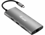 Equip Equip Dock USB adaptér USB-C->HDMI,Gigabit LAN,USB3.0,100WPD,SD/TF 0,25m