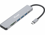 USB HUB Equip Equip Dock USB-C->HDMI, 3x USB3.0, 100W PD,SD/TF schwarz