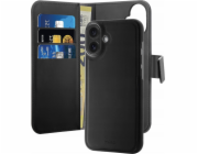 Puro Puro Wallet Odnímatelné PU kožené pouzdro MagSafe 2v1 s klopou a peněženkou pro iPhone 16 Plus – černé