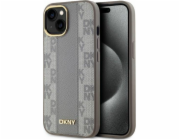 DKNY DKNY DKHMP15SPCPVSLE iPhone 15 6.1 béžový/béžový pevný obal Kožený kostkovaný mono vzor MagSafe