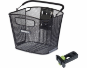 Basil Košík na držák řídítek BASIL BOLD FRONT KF + ADAPTÉR KLICKFIX + DRŽÁK NA ŘÍDÍTKA (průměr 22,4-28,6 mm) odnímatelný ocelový černý (NOVINKA 2024)