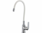 Kuchyňská baterie Hydroland Emma Flex, stojatá, bílá, s chromovým tělem (B.EMMA.BI)
