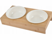 Homea keramické misky pro psy, 16 cm, na bambusovém stojanu