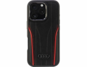 Audi Audi Originální kožené pouzdro MagSafe iPhone 16 Pro 6.3 černo-červené pevné pouzdro AU-TPUPCMIP16P-R8/D3-RD