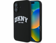 DKNY DKNY DKHMP16SSNYACH iPhone 16 6.1 černo/černé pevné pouzdro Silikonové bílé tištěné logo MagSafe