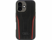 Audi Audi Originální kožený MagSafe iPhone 16 6.1 černo-červený pevný obal AU-TPUPCMIP16-R8/D3-RD