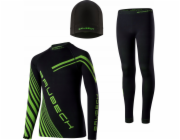 Sada fotbalového spodního prádla Brubeck KP1028J DRY JUNIOR s čepicí černá/neon 128/134
