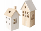 Boltze Dřevěná dekorace s osvětlením, 2 domy, ALDEA
