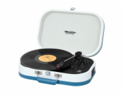 Gramofon Trevi, TT 1020 BT TQ, kufříkový, rychlosti 33/45/78, USB, Bluetooth, stereofonní reproduktory, 230 V, barva tyrkysová