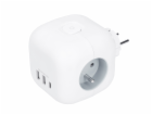 Solight rozbočka kostka, 3x 16A + USB A+C, bílá, vypínač ...