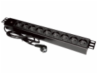 19&quot; prodlužovací kabel 9xCEE 7/5, zástrčka CEE 7/7