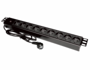 19" prodlužovací kabel 9xCEE 7/5, zástrčka CEE 7/7