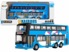 Dvoupatrový turistický autobus LeanToys 1:42 Kov světle m...