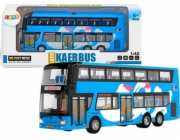 Dvoupatrový turistický autobus LeanToys 1:42 Kov světle modrý
