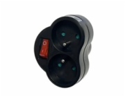 Konnoc DX-R2S rozbočka dvojzásuvka s vypínačem černá