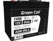 Green Cell CUBE AGM IP54 12V 55Ah VRLA Battery Gel deep cycle scooter mower boat barge mower tractor fishing boat