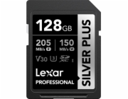 Lexar paměťová karta 128GB Professional SILVER PLUS SDXC™ UHS-I, čtení/zápis: 205/150MB/s