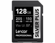 Lexar paměťová karta 128GB Professional SILVER PLUS SDXC™ UHS-I, čtení/zápis: 205/150MB/s