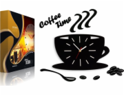 ModernClock Nástěnné kuchyňské hodiny - SATÉNOVÝ HRNEK BÍLÝ