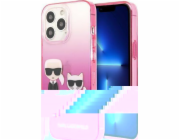 Karl Lagerfeld Karl Lagerfeld KLHCP13LTGKCP pevný kryt pro iPhone 13 Pro / 13 6.1 růžovo-růžový gradientní Ikonik Karl & Choupette