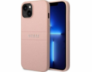 Guess Pouzdro Guess Saffiano Metal Logo Stripes - iPhone 14 Plus (růžové)